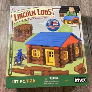 NEW The Original Lincoln Logs Wood 137 piece set Oak Creek Lodge Horse Man CIB